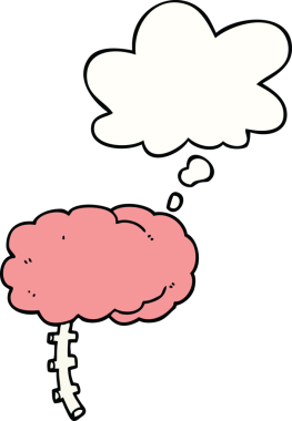 Bir insan tarafından çizilmiş düşünce baloncuklu çizgi film beyni