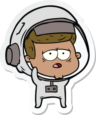 Bir insan tarafından çizilmiş yorgun bir astronotun çıkartması.
