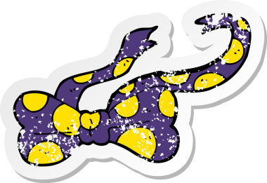 Bir insan tarafından çizilmiş karikatür papyonunun gerilmiş yapıştırması.