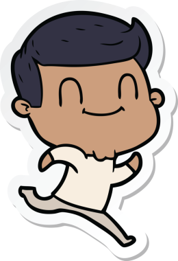 Bir insan tarafından çizilmiş, karikatür dostu bir adamın çıkartması.