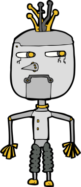 Bir insan tarafından çizilmiş çizgi film robotu