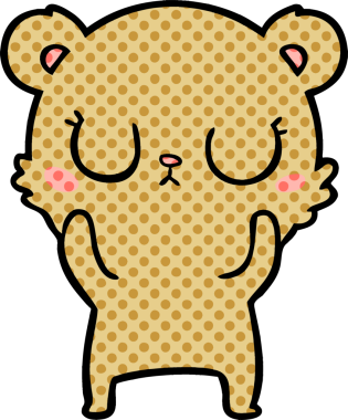 Bir insan tarafından çizilmiş barışçıl çizgi film ayısı.