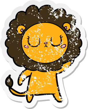 Bir insan tarafından çizilmiş karikatür aslanının sıkıntılı çıkartması.