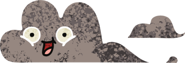 Bir insan tarafından çizilmiş bir fırtına bulutunun retro çizim tarzı karikatürü