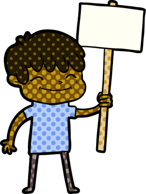 Bir insan tarafından çizilmiş mutlu çocuk çizgi filmi.