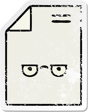 Bir insan tarafından çizilmiş sevimli bir karikatür kağıdının sıkıntılı çıkartması.