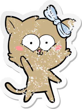 Bir insan tarafından çizilmiş karikatür bir kedinin sıkıntılı çıkartması.