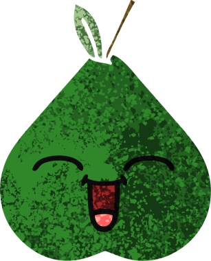 Bir insan tarafından çizilmiş bir armutun retro çizim tarzı karikatürü