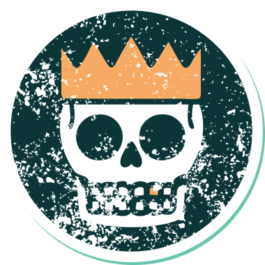 Bir insan tarafından çizilmiş kafatası ve tacın sembolik dövmesi.