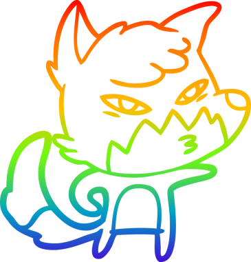 gökkuşağı gradyanı çizimi bir insan tarafından çizilmiş akıllı bir tilki çizgi filmi