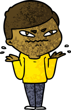 Çizgi film bir insan tarafından çizilmiş çileden çıkarılmış bir adam.