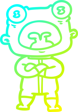 Bir insan tarafından çizilen garip uzaylı çizgi filminin soğuk gradyanı.