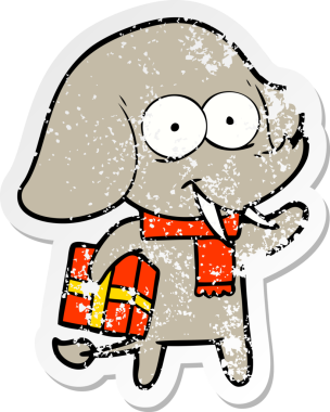 Bir insan tarafından çizilmiş mutlu bir filin sıkıntılı çıkartması.