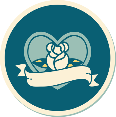 Bir insan tarafından çizilmiş, geleneksel kalp şeklinde dövme çıkartması.