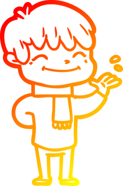 Bir insan tarafından çizilen mutlu bir çocuğun sıcak çizgi çizimi.