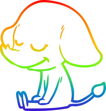 Bir insan tarafından çizilmiş gülümseyen bir filin çizgi çizimi.