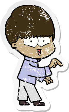 Bir insan tarafından çizilmiş mutlu bir çocuğun sıkıntılı çıkartması.