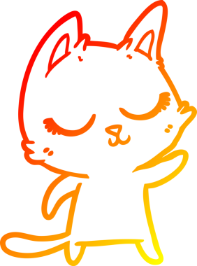 Bir insan tarafından çizilmiş sakin bir çizgi film kedisinin sıcak çizgi çizgisi.