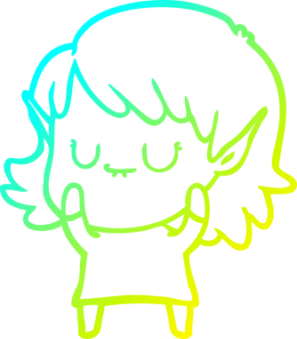 Bir insanın çizdiği elbiseyi giyen mutlu bir elf kızı çiziyor.