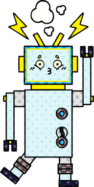 bir insan tarafından çizilmiş bir robotun çizgi roman tarzı