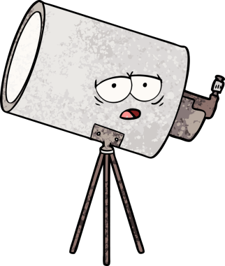 Bir insan tarafından çizilmiş, sıkılmış bir teleskop.