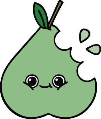 Bir insan tarafından çizilmiş armut karikatürü.