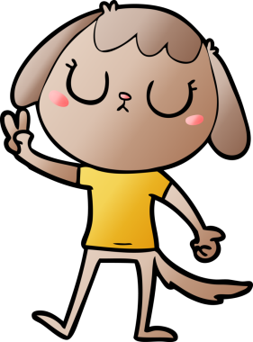 Bir insan tarafından çizilmiş şirin bir çizgi film köpeği.