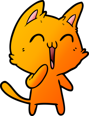 Mutlu çizgi film kedisi miyavlıyor bir insan tarafından