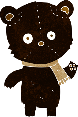 Bir insan tarafından çizilmiş siyah ayı sallayan çizgi film.