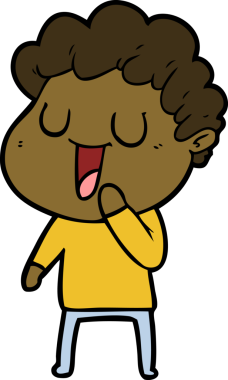 Bir insan tarafından çizilmiş gülen karikatür adam.