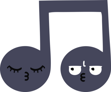 Bir insan tarafından çizilmiş bir notanın düz renkli retro karikatürü