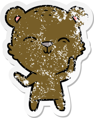 Bir insan tarafından çizilmiş mutlu çizgi film ayısının sıkıntılı çıkartması.