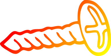 Bir insan tarafından çizilmiş pirinç bir vidanın sıcak eğimli çizgisi