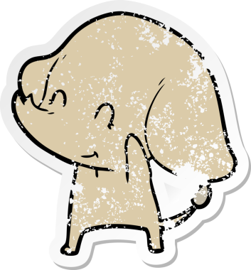 Bir insan tarafından çizilmiş şirin bir filin sıkıntılı çıkartması