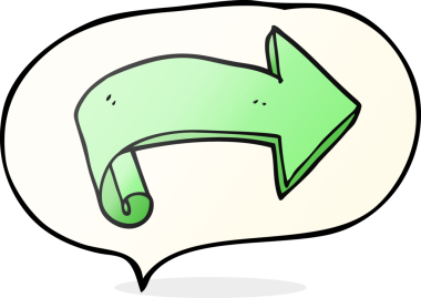 Bir insan tarafından çizilmiş serbest konuşma balonu karikatürü oku