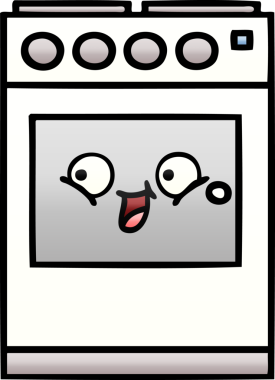 Bir insan tarafından çizilmiş mutfak fırınının gölgelenmiş karikatürü.