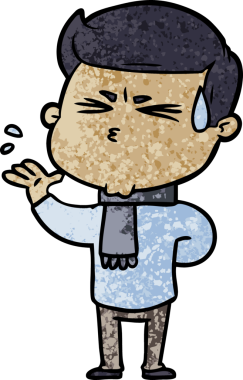 Bir insan tarafından çizilmiş terleyen çizgi film adamı.