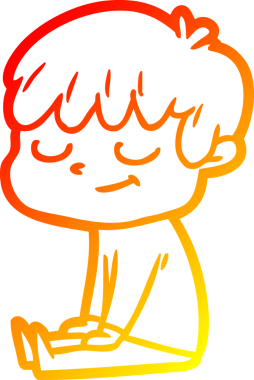 Bir insan tarafından çizilen mutlu bir çocuğun sıcak çizgi çizimi.