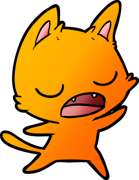 Bir insan tarafından çizilmiş konuşan kedi çizgi filmi.