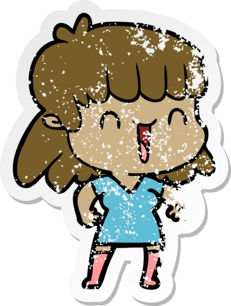 Bir insan tarafından çizilmiş karikatür bir kadının sıkıntılı çıkartması.