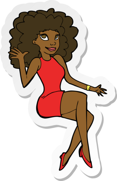 Bir insan tarafından çizilmiş, oturan bir kadının çıkartması.