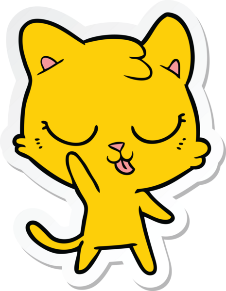 Bir insan tarafından çizilmiş çizgi film kedisinin çıkartması.