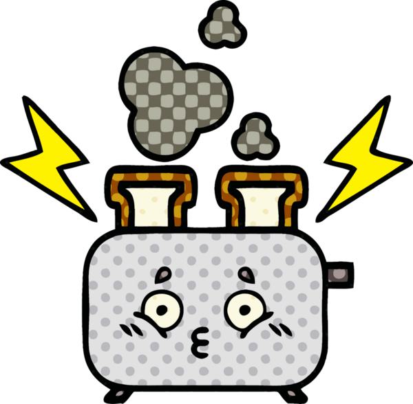 Bir insan tarafından çizilmiş bir ekmek kızartma makinesinin çizgi filmi.