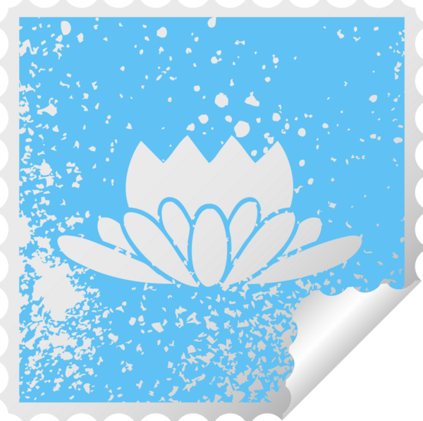 Bir insan tarafından çizilmiş bir çiçeğin kare soyulmuş çıkartması.