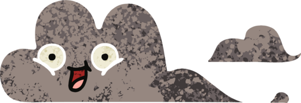 Bir insan tarafından çizilmiş bir fırtına bulutunun retro çizim tarzı karikatürü