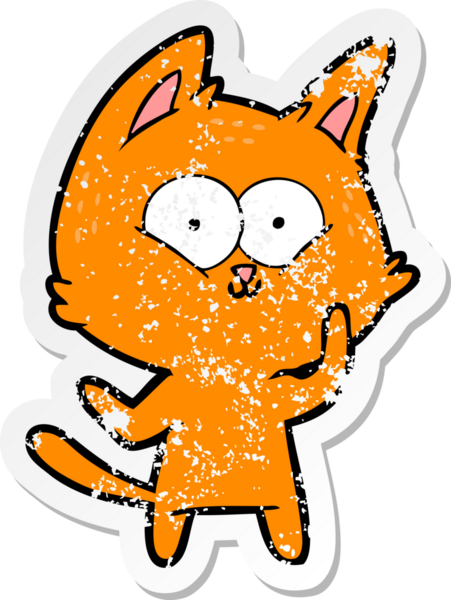 Bir insan tarafından çizilmiş karikatür bir kedinin sıkıntılı çıkartması.