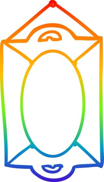 bir insan tarafından çizilmiş eski bir aynanın gökkuşağı gradyanı çizimi