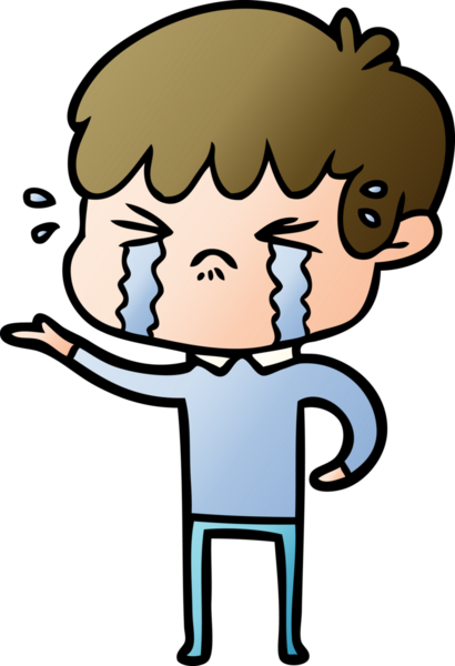 Bir insan tarafından çizilmiş ağlayan çizgi film çocuğu.