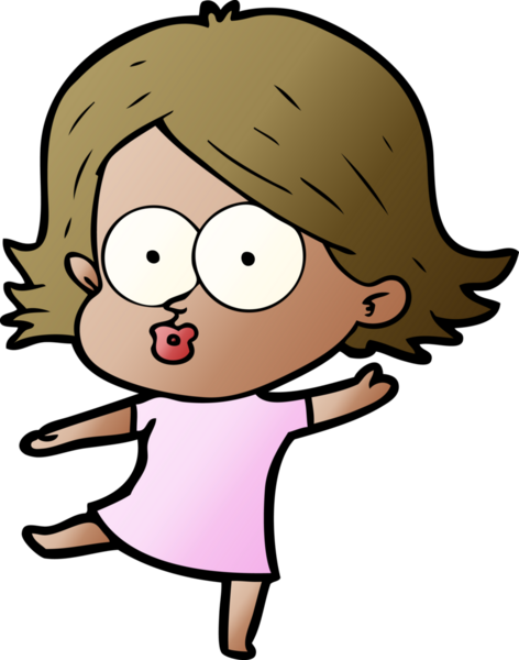 Çizgi film kızı somurtuyor bir insan tarafından