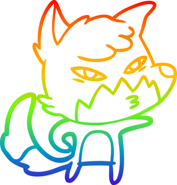 gökkuşağı gradyanı çizimi bir insan tarafından çizilmiş akıllı bir tilki çizgi filmi